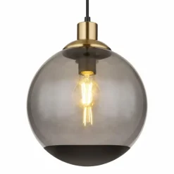 Suspension Verre Fumé-Luminaires Globo Lighting Suspension Globo POTTER Laiton, Noir, 1 lumière