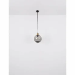 Suspension Verre Fumé-Luminaires Globo Lighting Suspension Globo POTTER Laiton, Noir, 1 lumière
