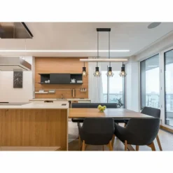 Lampes En Bois-Luminaires Globo Lighting Suspension Globo PRISKA Écru, Noir, 4 lumières