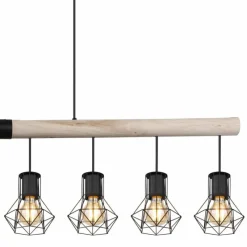 Lampes En Bois-Luminaires Globo Lighting Suspension Globo PRISKA Écru, Noir, 8 lumières