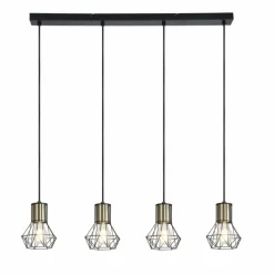Lampes Vintages & Rétros-Luminaires Globo Lighting Suspension Globo PRISKA Noir, 4 lumières