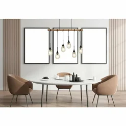 Lampes En Bois-Luminaires Globo Lighting Suspension Globo PÄRON Écru, Noir, 6 lumières