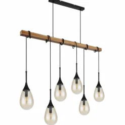 Lampes En Bois-Luminaires Globo Lighting Suspension Globo PÄRON Écru, Noir, 6 lumières