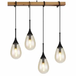 Lampes En Bois-Luminaires Globo Lighting Suspension Globo PÄRON Écru, Noir, 6 lumières