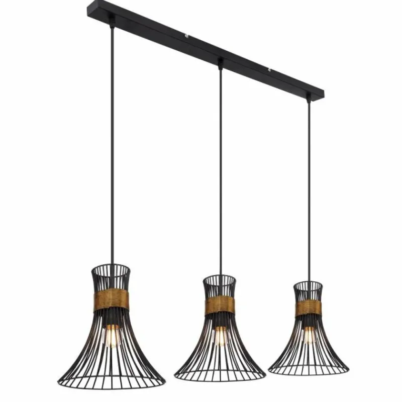 Lampes Vintages & Rétros-Luminaires Globo Lighting Suspension Globo PURRA Noir, 3 lumières