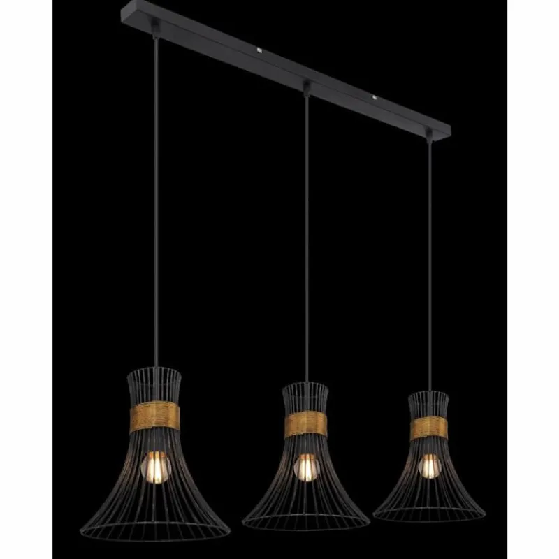 Lampes Vintages & Rétros-Luminaires Globo Lighting Suspension Globo PURRA Noir, 3 lumières