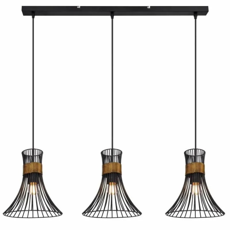 Lampes Vintages & Rétros-Luminaires Globo Lighting Suspension Globo PURRA Noir, 3 lumières