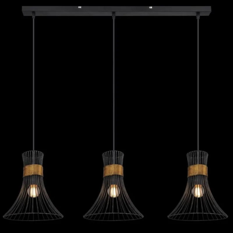 Lampes Vintages & Rétros-Luminaires Globo Lighting Suspension Globo PURRA Noir, 3 lumières