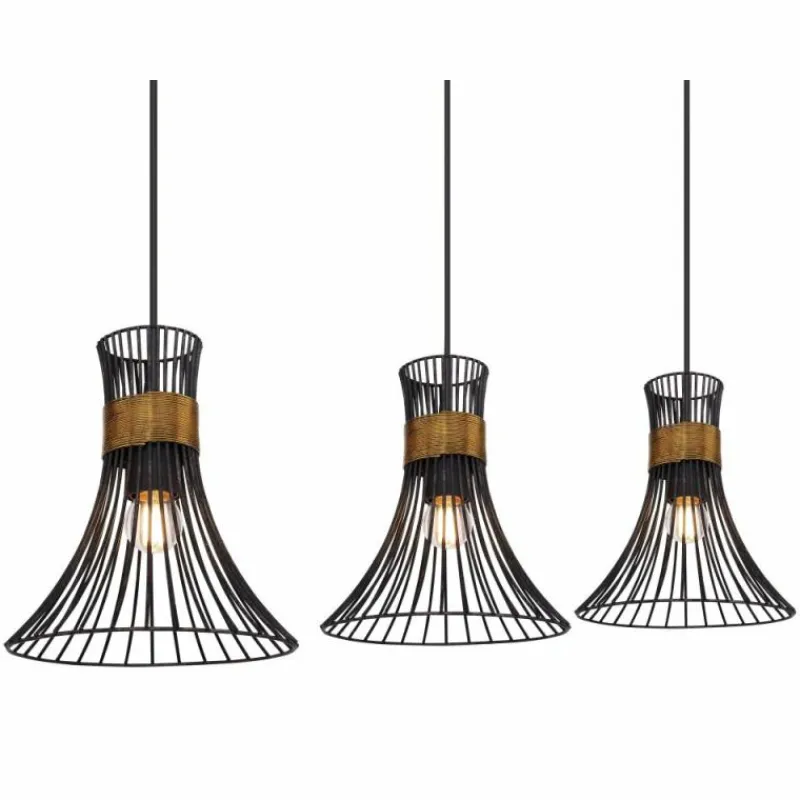 Lampes Vintages & Rétros-Luminaires Globo Lighting Suspension Globo PURRA Noir, 3 lumières