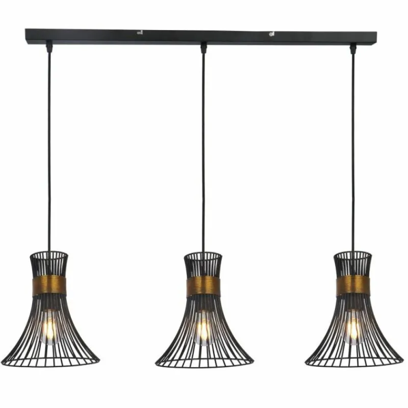 Lampes Vintages & Rétros-Luminaires Globo Lighting Suspension Globo PURRA Noir, 3 lumières