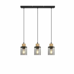 Suspension Verre Fumé-Luminaires Globo Lighting Suspension Globo REID Brun, Noir, 3 lumières