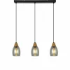 Suspension Verre Fumé-Luminaires Globo Lighting Suspension Globo REID Noir, 3 lumières