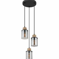 Suspension Verre Fumé-Luminaires Globo Lighting Suspension Globo REID Noir, 3 lumières