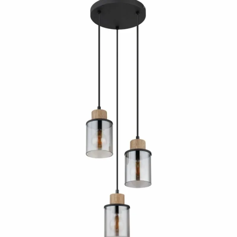 Suspension Verre Fumé-Luminaires Globo Lighting Suspension Globo REID Noir, 3 lumières