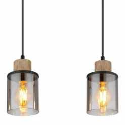 Suspension Verre Fumé-Luminaires Globo Lighting Suspension Globo REID Noir, 4 lumières