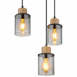 Suspension Verre Fumé-Luminaires Globo Lighting Suspension Globo REID Noir, 6 lumières