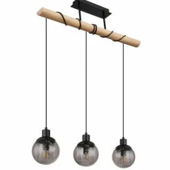 Suspension Verre Fumé-Luminaires Globo Lighting Suspension Globo RICHARD Écru, Noir, 3 lumières