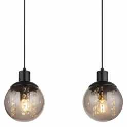 Suspension Verre Fumé-Luminaires Globo Lighting Suspension Globo RICHARD Écru, Noir, 3 lumières