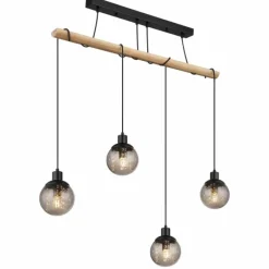 Suspension Verre Fumé-Luminaires Globo Lighting Suspension Globo RICHARD Écru, Noir, 4 lumières