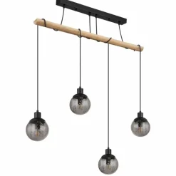 Suspension Verre Fumé-Luminaires Globo Lighting Suspension Globo RICHARD Écru, Noir, 4 lumières