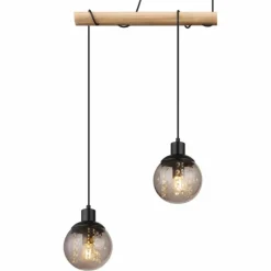 Suspension Verre Fumé-Luminaires Globo Lighting Suspension Globo RICHARD Écru, Noir, 4 lumières