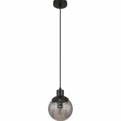 Suspension Verre Fumé-Luminaires Globo Lighting Suspension Globo RICHARD Noir, 1 lumière