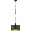 Lampes En Bois-Luminaires Globo Lighting Suspension Globo RIELLY Couleur bois, Noir, 1 lumière
