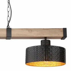 Lampes En Bois-Luminaires Globo Lighting Suspension Globo RIELLY Couleur bois, Noir, 3 lumières