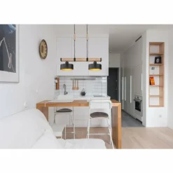 Lampes En Bois-Luminaires Globo Lighting Suspension Globo RIELLY Couleur bois, Noir, 2 lumières