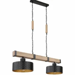 Lampes En Bois-Luminaires Globo Lighting Suspension Globo RIELLY Couleur bois, Noir, 2 lumières