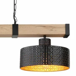 Lampes En Bois-Luminaires Globo Lighting Suspension Globo RIELLY Couleur bois, Noir, 2 lumières