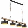 Lampes En Bois-Luminaires Globo Lighting Suspension Globo RIELLY Couleur bois, Noir, 4 lumières