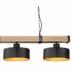 Lampes En Bois-Luminaires Globo Lighting Suspension Globo RIELLY Couleur bois, Noir, 4 lumières