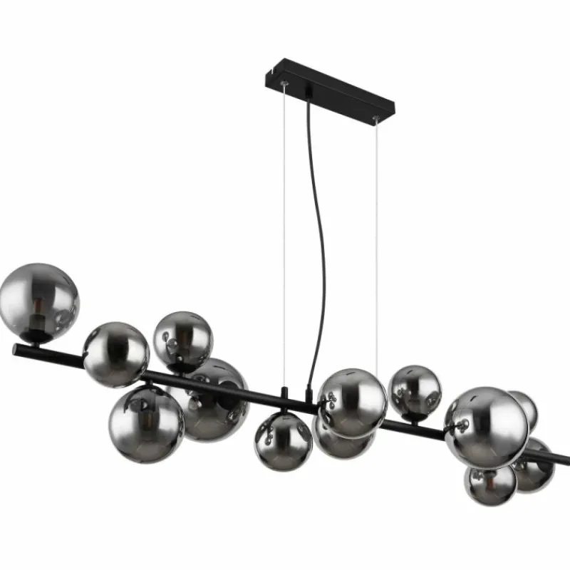 Suspension Verre Fumé-Luminaires Globo Lighting Suspension Globo RIHA LED Noir, 13 lumières