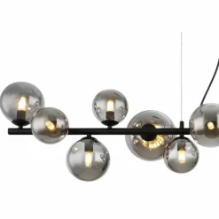 Suspension Verre Fumé-Luminaires Globo Lighting Suspension Globo RIHA LED Noir, 13 lumières