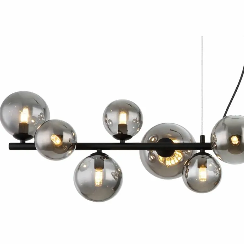 Suspension Verre Fumé-Luminaires Globo Lighting Suspension Globo RIHA LED Noir, 13 lumières