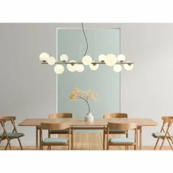 Luminaires Globo Lighting Suspension Globo RIHA LED Nickel mat, 13 lumières