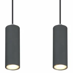 Lampes En Bois-Luminaires Globo Lighting Suspension Globo ROBBY Couleur bois, Noir, 4 lumières