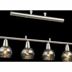 Suspension Verre Fumé-Luminaires Globo Lighting Suspension Globo ROMAN LED Nickel mat, 4 lumières