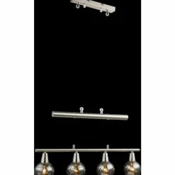 Suspension Verre Fumé-Luminaires Globo Lighting Suspension Globo ROMAN LED Nickel mat, 4 lumières