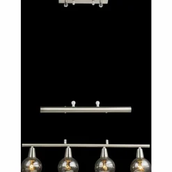 Suspension Verre Fumé-Luminaires Globo Lighting Suspension Globo ROMAN LED Nickel mat, 4 lumières