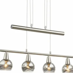 Suspension Verre Fumé-Luminaires Globo Lighting Suspension Globo ROMAN LED Nickel mat, 4 lumières