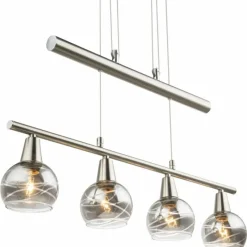 Suspension Verre Fumé-Luminaires Globo Lighting Suspension Globo ROMAN LED Nickel mat, 4 lumières