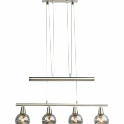 Suspension Verre Fumé-Luminaires Globo Lighting Suspension Globo ROMAN LED Nickel mat, 4 lumières