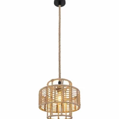 Style Boho-Chic-Luminaires Globo Lighting Suspension Globo ROPE Noir, 1 lumière