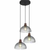 Suspension Verre Fumé-Luminaires Globo Lighting Suspension Globo SALSA Bois foncé, Noir, 3 lumières