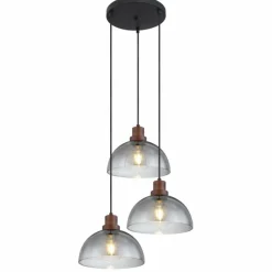 Suspension Verre Fumé-Luminaires Globo Lighting Suspension Globo SALSA Bois foncé, Noir, 3 lumières