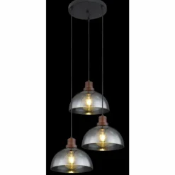 Suspension Verre Fumé-Luminaires Globo Lighting Suspension Globo SALSA Bois foncé, Noir, 3 lumières