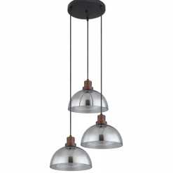 Suspension Verre Fumé-Luminaires Globo Lighting Suspension Globo SALSA Bois foncé, Noir, 3 lumières