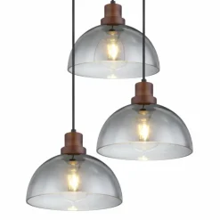 Suspension Verre Fumé-Luminaires Globo Lighting Suspension Globo SALSA Bois foncé, Noir, 3 lumières